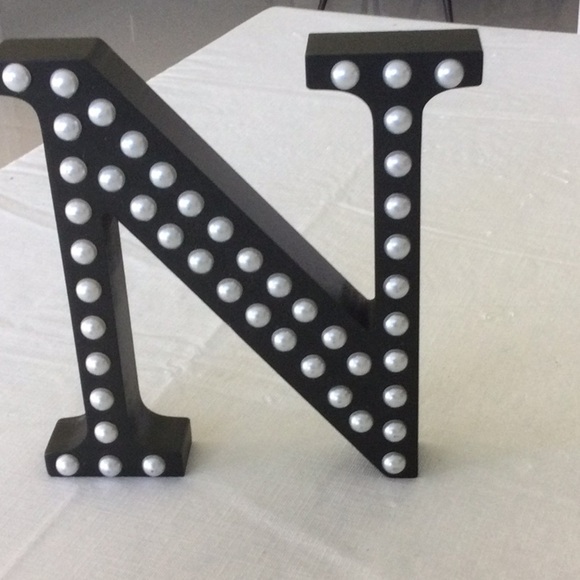 Black Decorative Letter N with White Dots - Picture 1 of 4